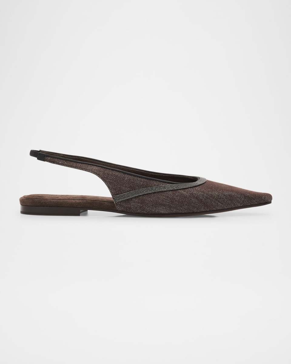 Denim Monili Slingback Ballerina Flats